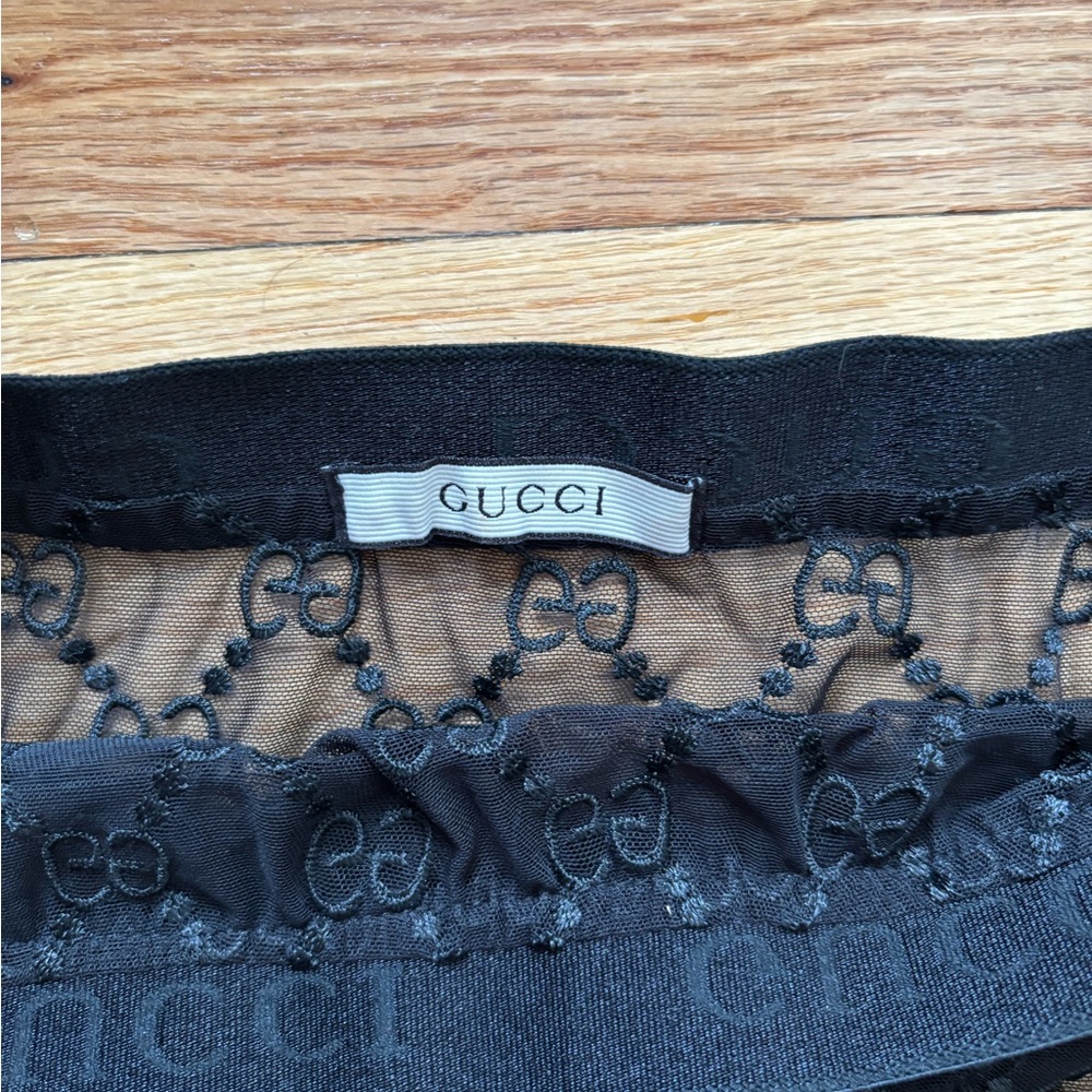 Gucci Black Sheer Lace Triangle Bralette and Brief Set - Picture 2 of 2